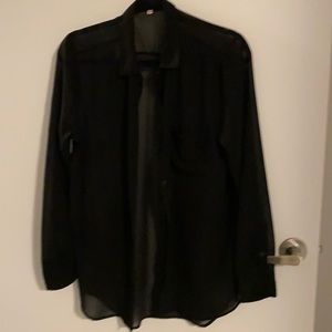 Aritzia sheer button down shirt